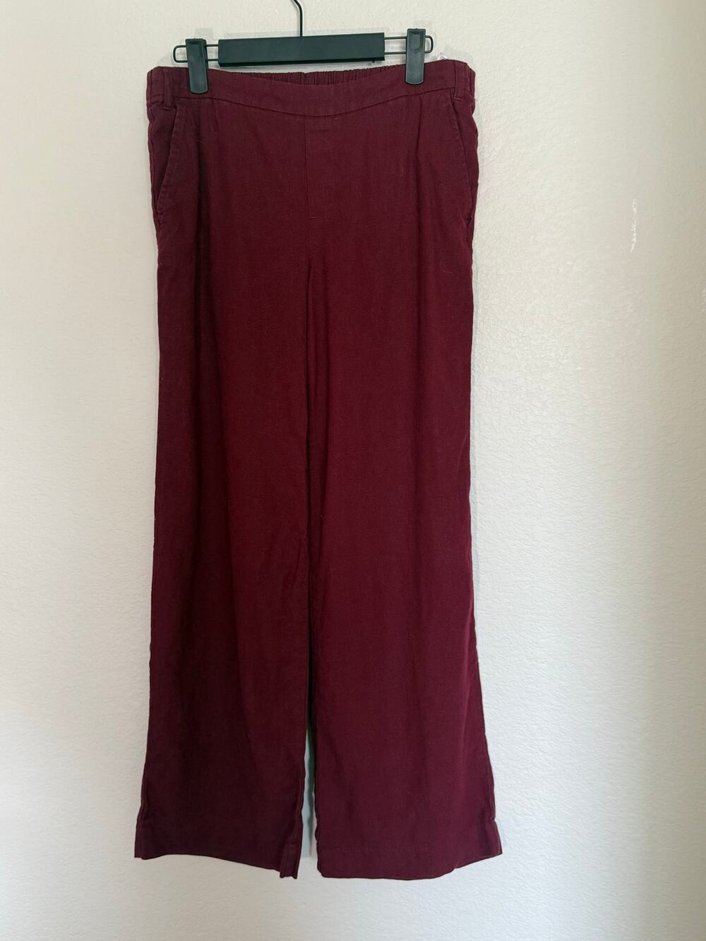 Old Navy Linen Blend Wide Leg Pull On Pants Maroon Women’s Medium